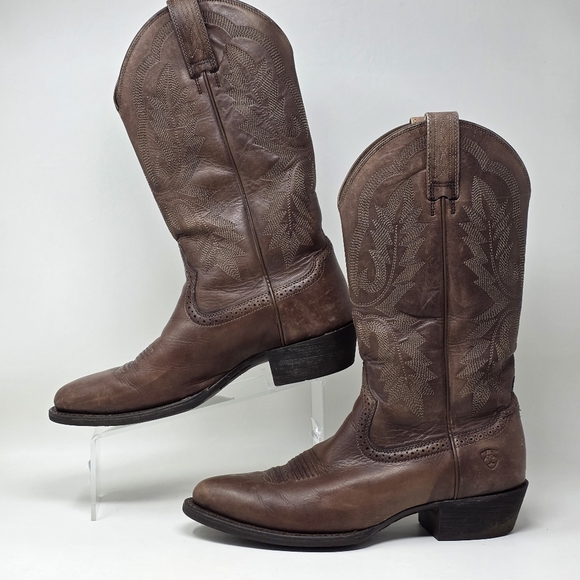 Ariat Cowboy Boots Men's Size 10 D Brown Almond Toe Mid Calf Pull On Western - Picture 3 of 14